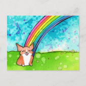 Corgi aan het einde van de regenboog briefkaart (Voorkant)