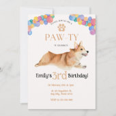 Corgi anniversaire Pawty invitation (Devant)