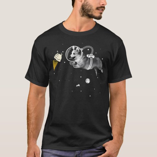 Corgi Astronaut in Space Icecream Corginaut T-shirt (Voorkant)