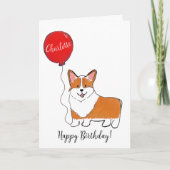 Corgi avec carte d'anniversaire de ballon (Devant)