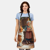 Corgi Baking with Grandma Christmas Painting Schort (Gedragen)