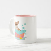 Corgi Bath Time Tweekleurige Koffiemok (Voorkant links)