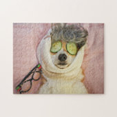 Corgi bij de puzzel van Spa Legpuzzel (Horizontaal)