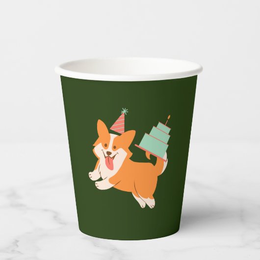 Corgi Birthday Papieren Bekers (Voorkant)