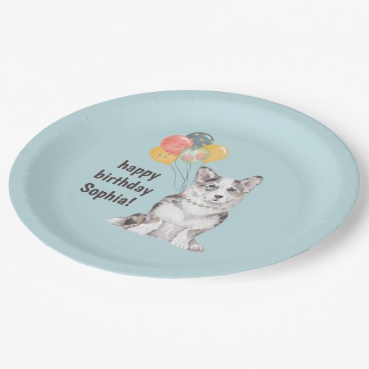 Corgi Birthday Party Bedankt Papieren Bordje (Gekanteld)