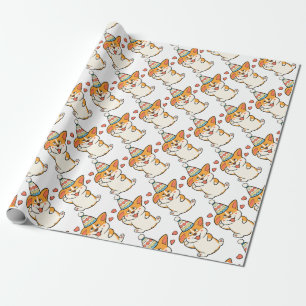 Corgi Birthday Party Cadeaupapier
