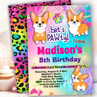 Corgi Birthday Party Kaart