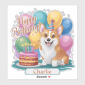 Corgi Birthday Sticker (Vel)