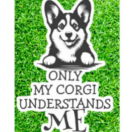 Corgi Black and White begrijpt me thema Sticker