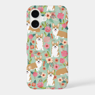 Corgi Bloemen iPhone hoesje - mint