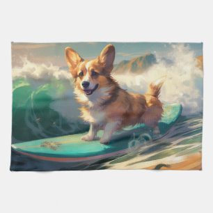 Corgi Brandsurfen Schilderen Theedoek