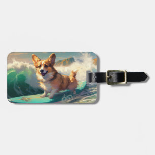 Corgi Brandsurfen Schilderij Bagagelabel