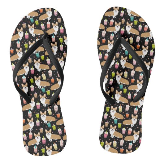 Corgi Bubble Tea - ontwerp van een schattige honde Teenslippers (Voetbed)