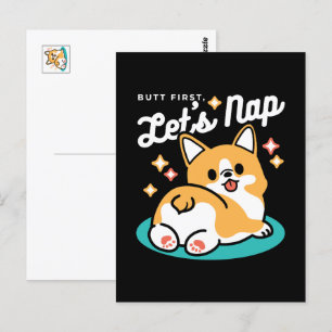 Corgi Butt en Nap Vibes - Schattigee slapende hond Briefkaart