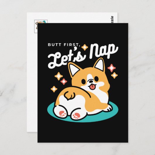 Corgi Butt en Nap Vibes - Schattigee slapende hond Briefkaart (Voorkant / Achterkant)