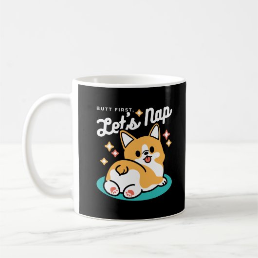 Corgi Butt en Nap Vibes - Schattigee slapende hond Koffiemok (Links)