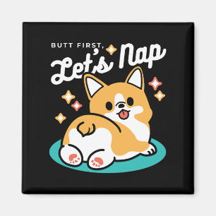 Corgi Butt en Nap Vibes - Schattigee slapende hond Magneet