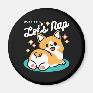 Corgi Butt en Nap Vibes - Schattigee slapende hond Magneet
