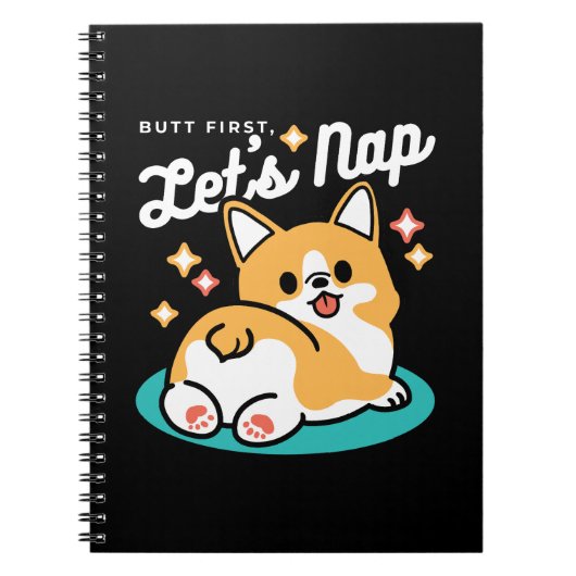 Corgi Butt en Nap Vibes - Schattigee slapende hond Notitieboek (Voorkant)