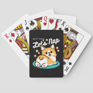 Corgi Butt en Nap Vibes - Schattigee slapende hond Pokerkaarten