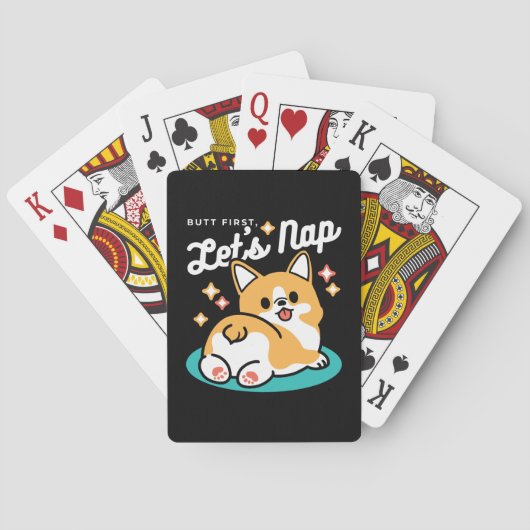Corgi Butt en Nap Vibes - Schattigee slapende hond Pokerkaarten (Achterkant)