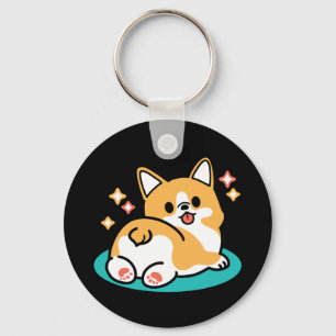 Corgi Butt en Nap Vibes - Schattigee slapende hond Sleutelhanger