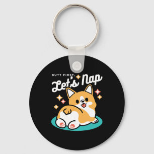 Corgi Butt en Nap Vibes - Schattigee slapende hond Sleutelhanger