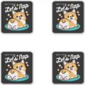 Corgi Butt en Nap Vibes - Schattigee slapende hond Sticker (Voorkant)