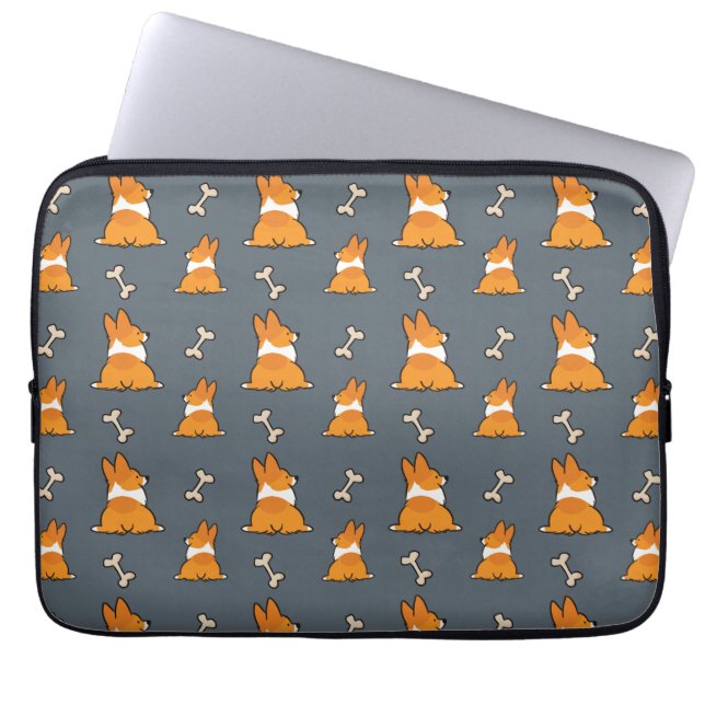  Corgi Butt Pattern Hoesje | CorgiDingen Laptop Sleeve (Voorkant)