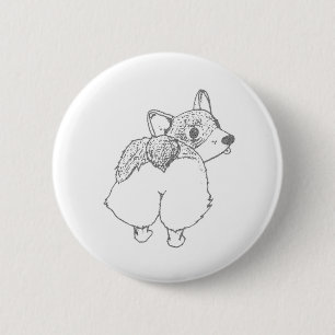 Corgi Butt Pin Ronde Button 5,7 Cm