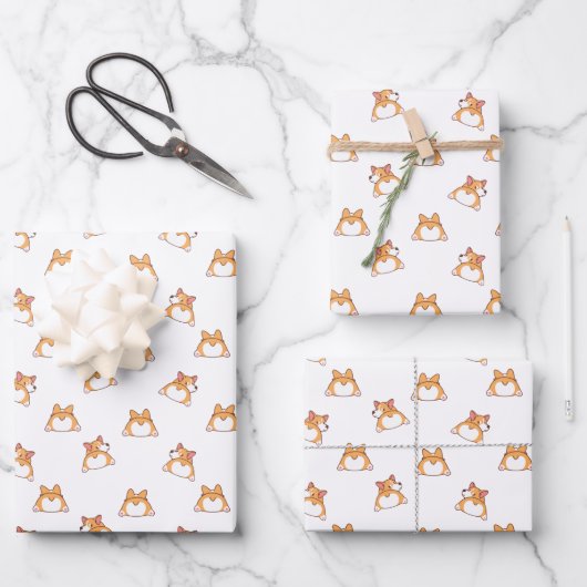 Corgi Butts Seamless Wrapping Paper Sheets (Voorkant)