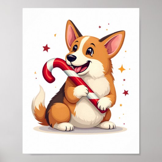 Corgi Candy Cane Joy Poster (Voorkant)