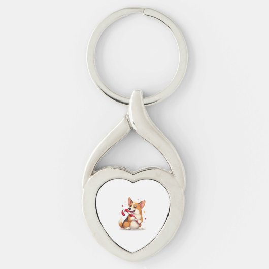 Corgi Candy Cane Joy Sleutelhanger (Voorkant)