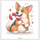 Corgi Candy Cane Joy Sticker (Vel)