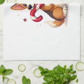 Corgi Candy Cane Joy Theedoek (Gevouwen)