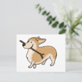 corgi cartoon w stick briefkaart (Staand voorkant)