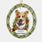 Corgi Ceramic Circle Ornement (Gauche)