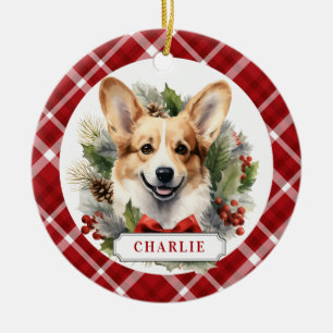 Corgi Ceramic Circle Ornement