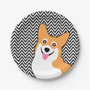 Corgi Chic Chevron Papieren Bordje