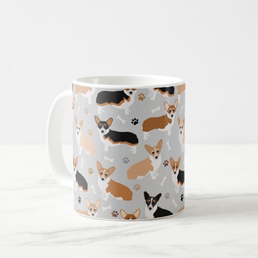 Corgi Chien Paws et os Café Mug (Devant gauche)
