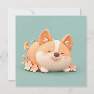 Corgi chiot art avec carte postale en argile 3D mi