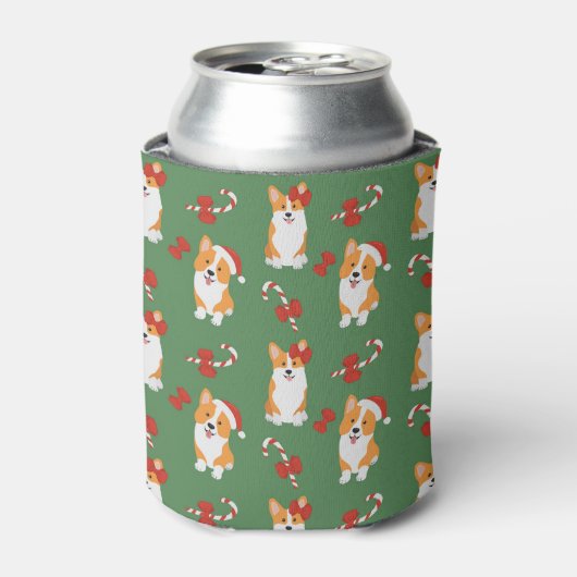 Corgi Christmas Candy Cane Pattern Blikjeskoeler (Blikje Voorkant)