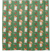 Corgi Christmas Candy Cane Pattern Douchegordijn (Voorkant)