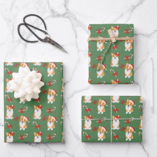 Corgi Christmas Candy Cane Pattern Inpakpapier Vel