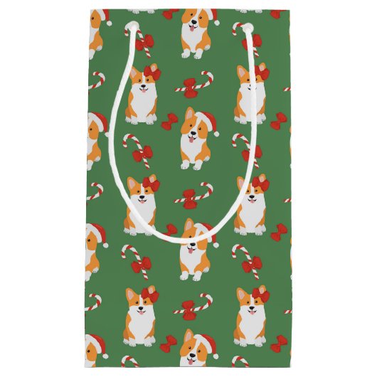 Corgi Christmas Candy Cane Pattern Klein Cadeauzakje (Voorkant)