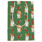 Corgi Christmas Candy Cane Pattern Medium Cadeauzakje (Voorkant)