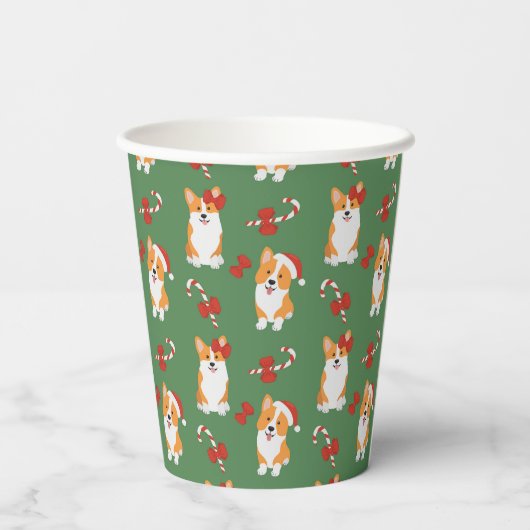 Corgi Christmas Candy Cane Pattern Papieren Bekers (Achterkant)