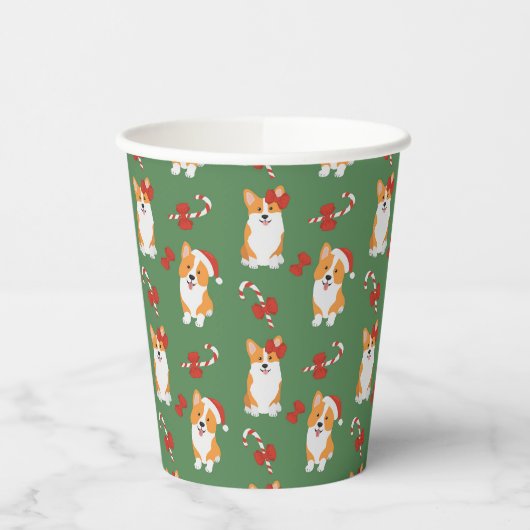 Corgi Christmas Candy Cane Pattern Papieren Bekers (Links)