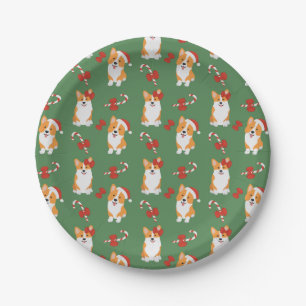 Corgi Christmas Candy Cane Pattern Papieren Bordje
