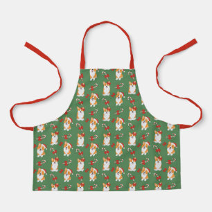 Corgi Christmas Candy Cane Pattern Schort